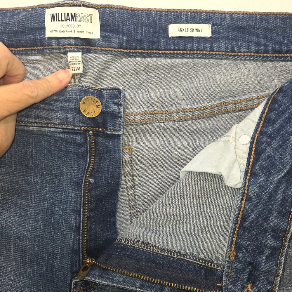 William Rast Women 22W Ankle Skinny Jeans Distressed Medium Wash Denim Plus Size - Picture 3 of 11